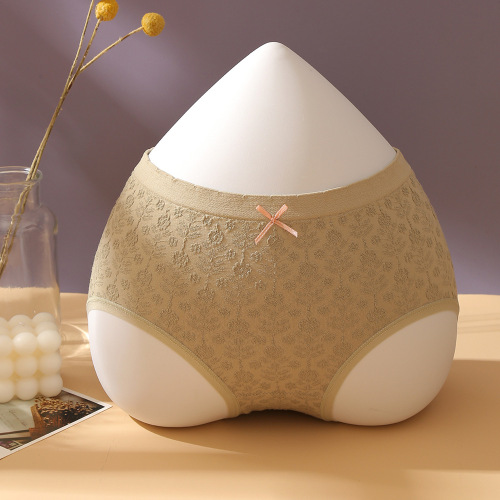 内裤女无痕中腰女式三角裤立体提花高弹简约纯色无痕内裤