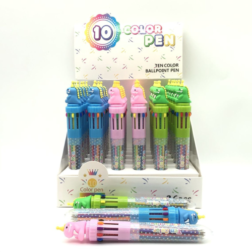 910时尚休闲十色按动圆珠笔卡通创意标记多色笔十色手账记号笔