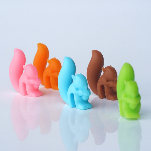 2024年新款韩国硅胶松鼠茶包挂 创意区分夹子分辨器 松鼠挂茶包