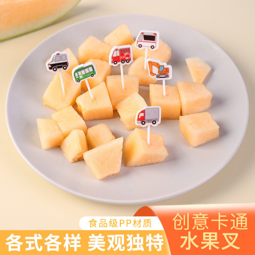 日式创意小汽车水果签 考拉熊水果叉儿童点心叉子蛋糕可爱便当签