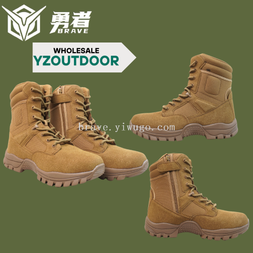 Brave men's combat boots Cross-border wholesale wear-resistant and comfortable factory direct sales mountaineering mid-tube classic tactical boots