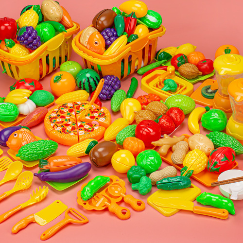 儿童过家家仿真水果切切乐玩具厨房食物蔬菜可切水果披萨套装跨境