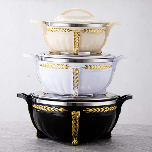 保温桶穗花纹3PCS白黑米3L7L10L