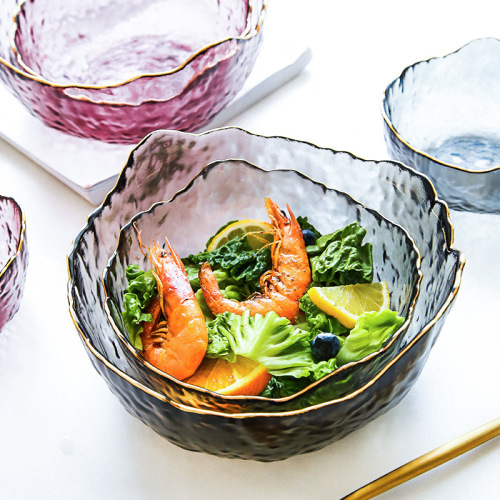 酒店用品玻璃碗创意不规则沙拉碗水果水晶玻璃餐具燕窝甜品洗盘