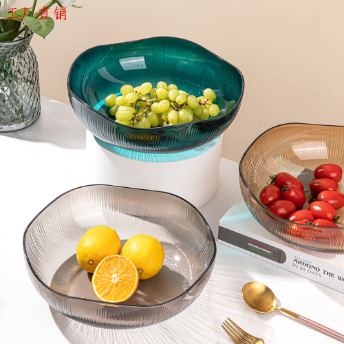 现代简约玻璃水果盘 客厅茶几零食盘  防滑底座 家用果盘套装