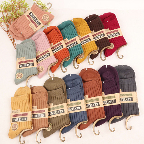 男女秋冬加厚袜子 黑白灰透气青年男女袜大童学生棉袜