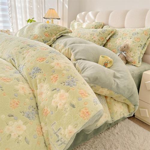 牛奶绒四件套新款秋冬加绒加厚三件套床上用品学生单人宿舍单被套