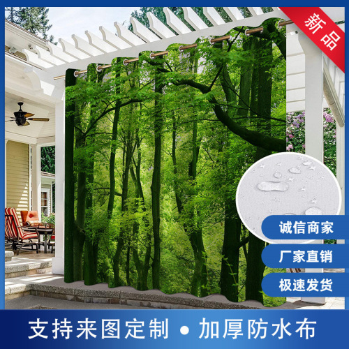 跨境外贸户外防水窗帘窗纱跨境亚马逊现代凉亭遮阳防晒树林系列
