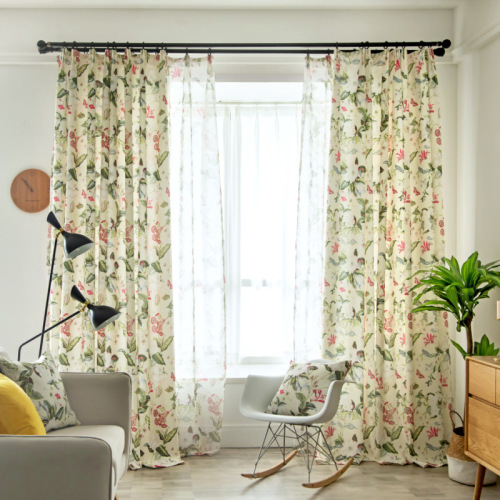 新蓝窗帘装饰遮光窗帘套装豪华客厅印花窗帘批发