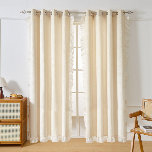 新款天鹅绒加厚保暖窗帘打铁环窗帘布现代客厅卧室遮光成品窗帘