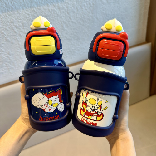 新款卡通学生儿童水杯316不锈钢食品级大容量智能显温双饮保温杯