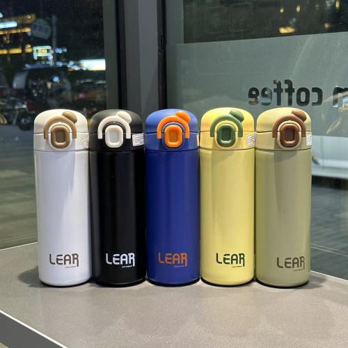 新款简约304不锈钢弹跳杯大容量高颜值带锁扣简约学生提绳水杯