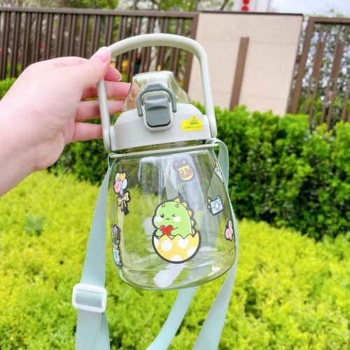 夏新大容量儿童塑料大肚杯提手背带卡通学生积分换购礼品LOGO定制