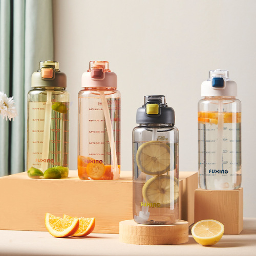 可爱水杯便携手提水壶户外运动防漏塑料杯简约学生太空杯随手杯