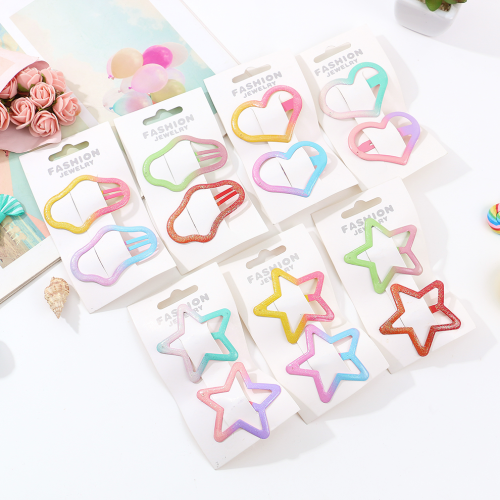 渐变梦幻粉色星星发夹网红侧边碎发刘海BB夹少女心百搭发卡头饰