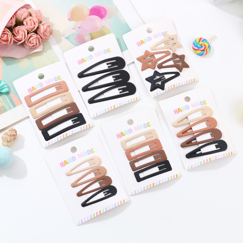 ins咖色磨砂发夹套装简约网红前额刘海BB夹高级感侧边碎发夹头饰