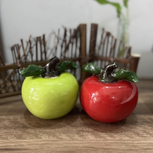 景德镇高温陶瓷苹果纯手工制作装饰挂件新年装饰桌面摆件苹果饰品