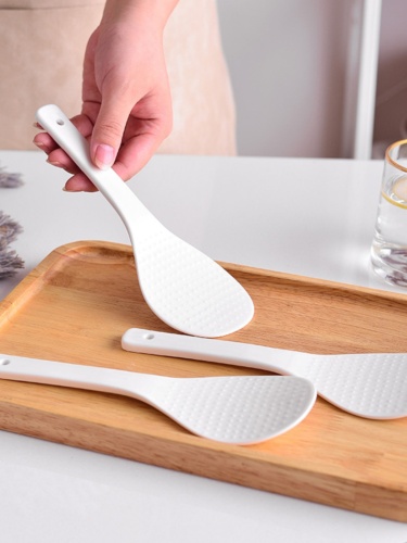 家用陶瓷饭铲勺不粘米饭勺子大号陶瓷铲子耐高温易清洗纯白打饭勺