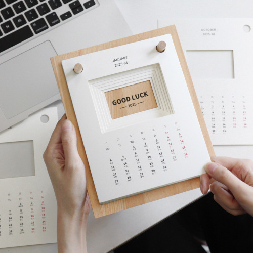 木质台历2025年新款定制diy创意月历制作年历胡桃木定做蛇年日历