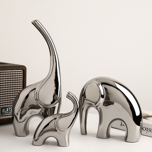 驼峰陶瓷现代景德镇陶瓷大象家居工艺品客厅桌面酒柜乔迁礼物摆件