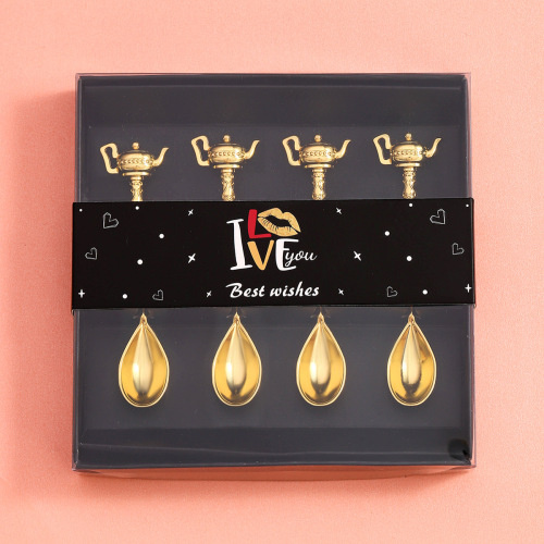 跨境勺子套装不锈钢咖啡搅拌勺婚庆派对甜品勺餐具小礼品镜面抛光