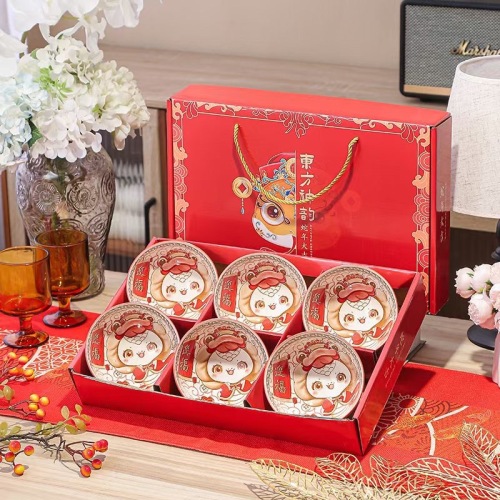 japanese-style ceramic bowl and chopsticks suit bowl set gift box company opening activity meeting sale gift practical bowl gift small gift