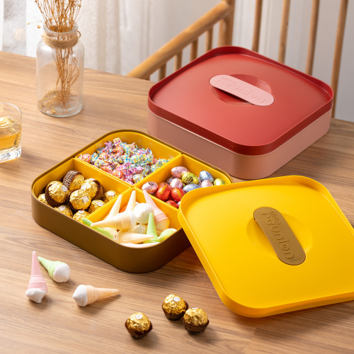 小简方形糖果盒喜糖盒分格过年喜庆零食盒客厅干果盒