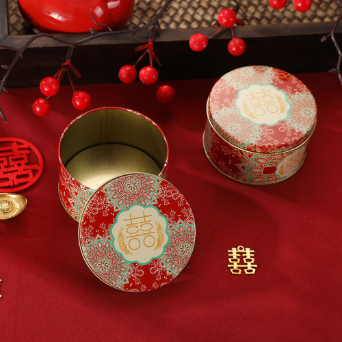 结婚礼喜糖盒子中式高档欧式创意圆形马口铁盒回礼糖果礼盒包装盒