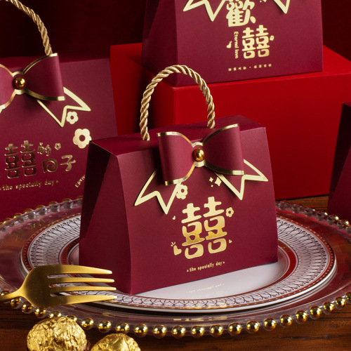 新款喜糖盒婚礼包装回礼盒可手提喜糖盒喜糖包装袋回礼包装盒空盒