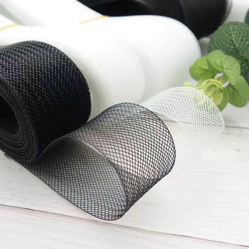 硬网粗网2-10cm黑白透明服装鱼骨弹力网纱婚纱舞服辅料裙摆定型带