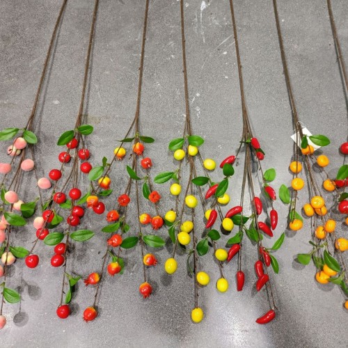 新年仿真红果枝冬青果 发财果稻香红果吉祥果假花客厅装饰用 红果