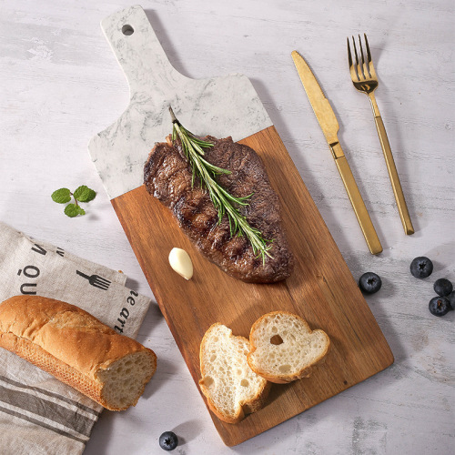 大理石拼接相思木菜板厨房餐盘创意西餐拼盘牛扒盘北欧轻奢案板