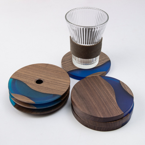 杯垫胡桃木树脂工艺圆形杯垫茶杯托厂家直销加厚隔热垫批发