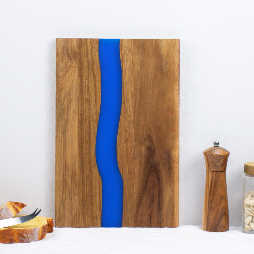 树脂河相思木拼接菜板蓝色环氧树脂工艺实木砧板家用切板