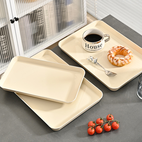 北欧风纯色托盘家用放茶杯水杯茶盘塑料客厅茶几杯子方形水果餐盘