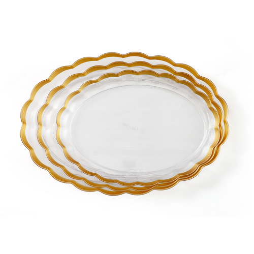 出口热销金边果盘糕点盘子装点心家用客厅收纳水果盘