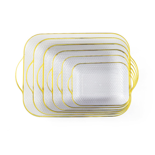 简约轻奢风金边带把手果盘糕点盘子装点心家用客厅收纳水果盘