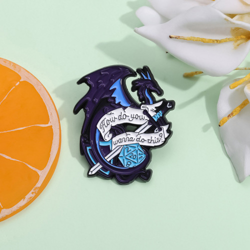 个性游戏系列胸针 创意卡通龙 骰子造型金属徽章时尚配饰别针批发
