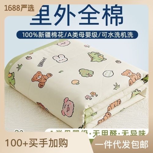 全棉A类精梳棉空调夏凉被纯棉薄被子全棉芯可机洗春夏儿童夏凉被