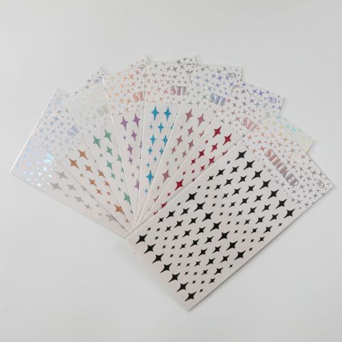 跨境新款闪粉星星四芒星咕卡烫金贴纸爱心蝴蝶儿童手账素材贴贴画