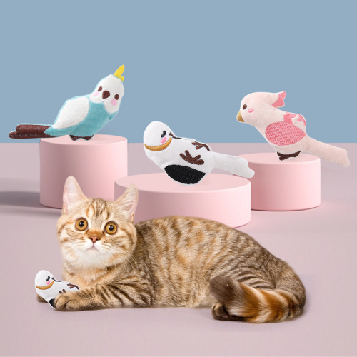 厂家现货批发跨境内涵猫薄荷小鸟鹦鹉造型猫咪玩具自嗨互动猫玩具