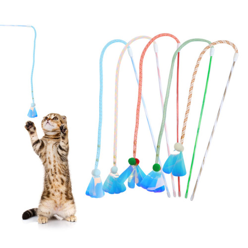 工厂批发新款创意尼龙软管逗猫棒玩具内置清脆铃铛啃咬猫咪玩具