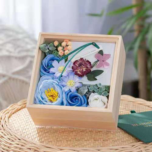 香薰批发永生花款香皂花木质礼盒母亲节情人节创意伴手礼