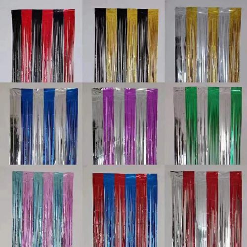 跨境电商亮光双拼雨丝帘派对装饰生日宴会