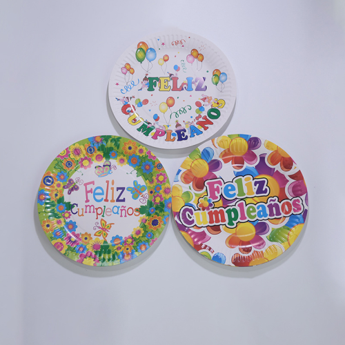 跨境热销西班牙语纸盘一次性纸盘子西语生日纸盘派对聚会盘