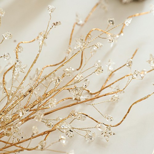 跨境圣诞节金色插枝氛围场景布置圣诞树创意装饰插枝粘粉五角