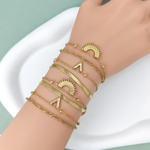 简约双层圆珠钛钢手链女生百搭小众设计感不掉色新款 厂家供应