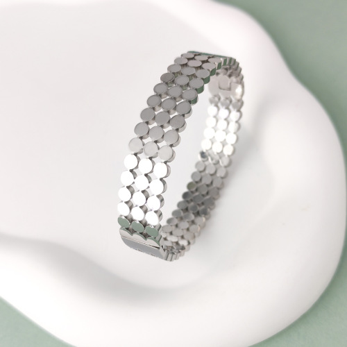 新款不锈钢手镯三排小圆跨境热销卡扣手环不掉色首饰厂家现货批发