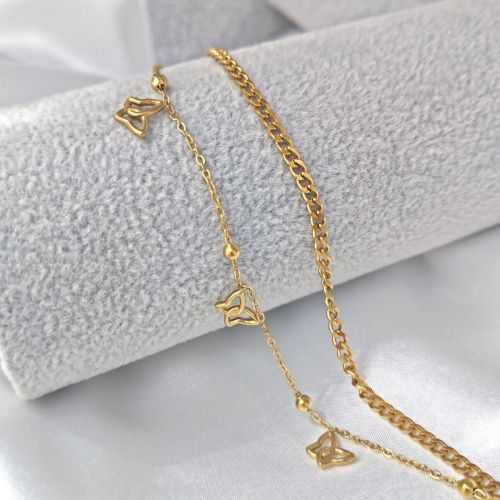 亚马逊跨境新品时尚镂空蝴蝶双层手链百搭时尚手饰个性金色手链