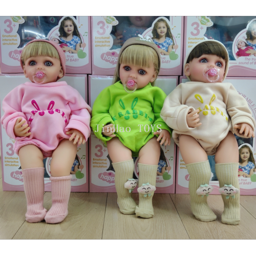 仿真娃娃55CM 22英寸女孩玩偶 超真实搪胶柔软触感 重生娃娃批发